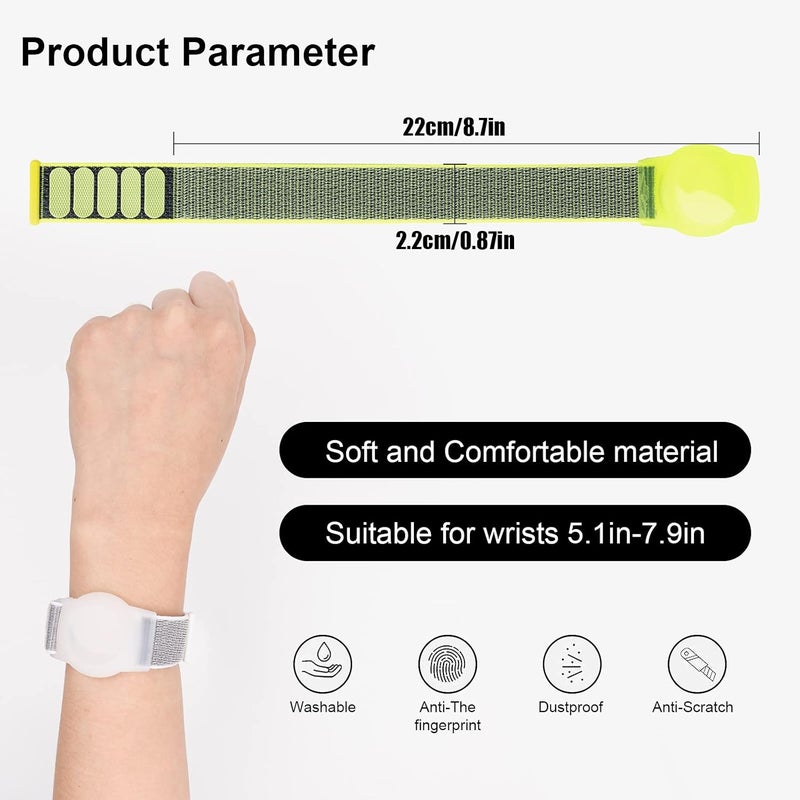 FNCOLL 2 Pack Kids Wristband for AirTag, Nylon Watch Band GPS Tracker Holder Protective Case Compatible with Apple Air Tag, Adjustable Anti-lost Bracelet for Toddler Baby Children Elders - Image 3